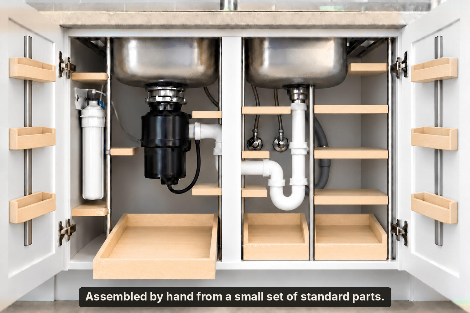 The same frame fitted around the plumbing, every zone in use